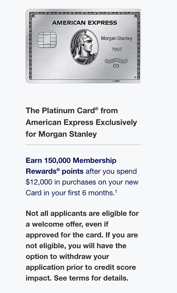 Amex MS“白石膏”150,000 MR 欢迎奖励页面